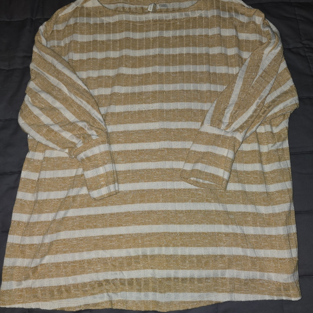 Cato Tan and Cream Striped Top
